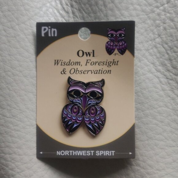 'Owl Chick' Pin Indigenous Design by Douglas Horne, Coast Salish - Picture 1 of 3